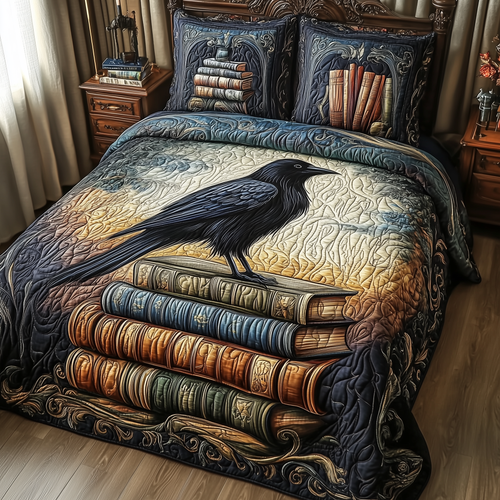 Obsidian Raven 3-Piece Quilted Bedding Set GFTONL2364