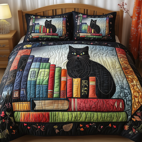 Black Cat 3-Piece Quilted Bedding Set GFTONL2384