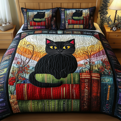 Black Cat 3-Piece Quilted Bedding Set GFTONL2386