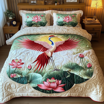 Elegant Crane 3-Piece Quilted Bedding Set GFTONL2451