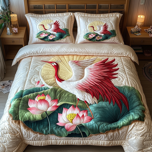 Elegant Crane 3-Piece Quilted Bedding Set GFTONL2452