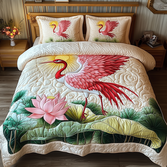Elegant Crane 3-Piece Quilted Bedding Set GFTONL2453