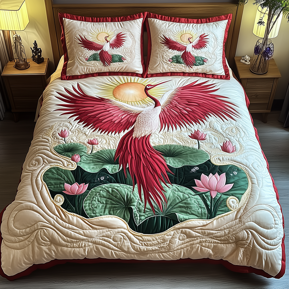 Elegant Crane 3-Piece Quilted Bedding Set GFTONL2454