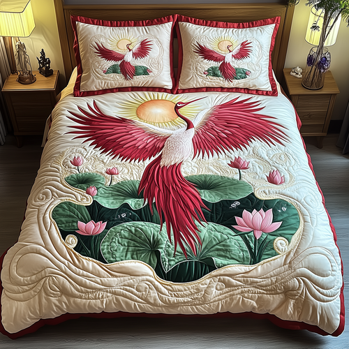 Elegant Crane 3-Piece Quilted Bedding Set GFTONL2454