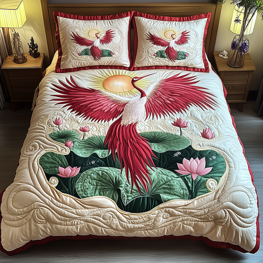 Elegant Crane 3-Piece Quilted Bedding Set GFTONL2454