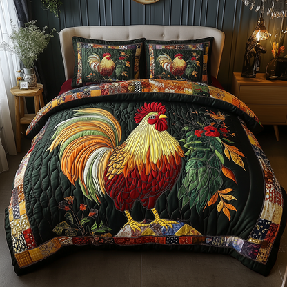 Colorburst Cock 3-Piece Quilted Bedding Set GFTONL2463
