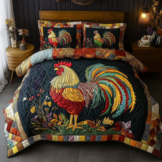Colorburst Cock 3-Piece Quilted Bedding Set GFTONL2464