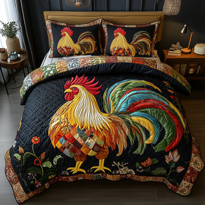 Colorburst Cock 3-Piece Quilted Bedding Set GFTONL2467