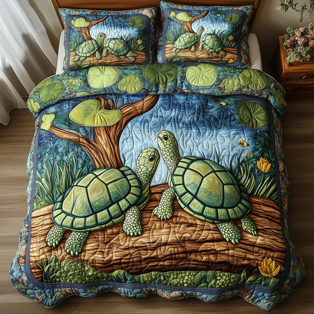 Harmony Turtles 3-Piece Quilted Bedding Set GFTONL2488
