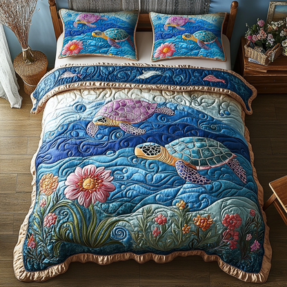 Turtle 3-Piece Quilted Bedding Set GFTONL2493