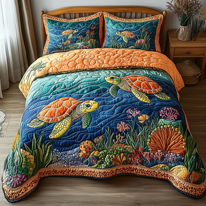 Turtle 3-Piece Quilted Bedding Set GFTONL2494