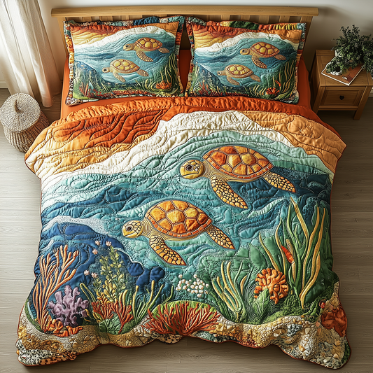 Turtle 3-Piece Quilted Bedding Set GFTONL2495