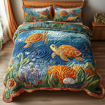 Turtle 3-Piece Quilted Bedding Set GFTONL2496