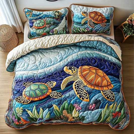 Turtle 3-Piece Quilted Bedding Set GFTONL2499