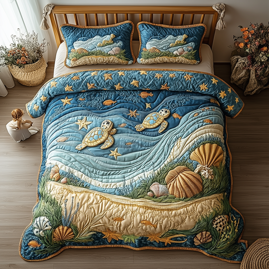 Turtle 3-Piece Quilted Bedding Set GFTONL2501