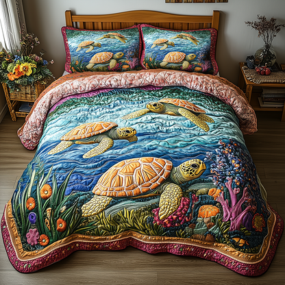 Turtle 3-Piece Quilted Bedding Set GFTONL2502