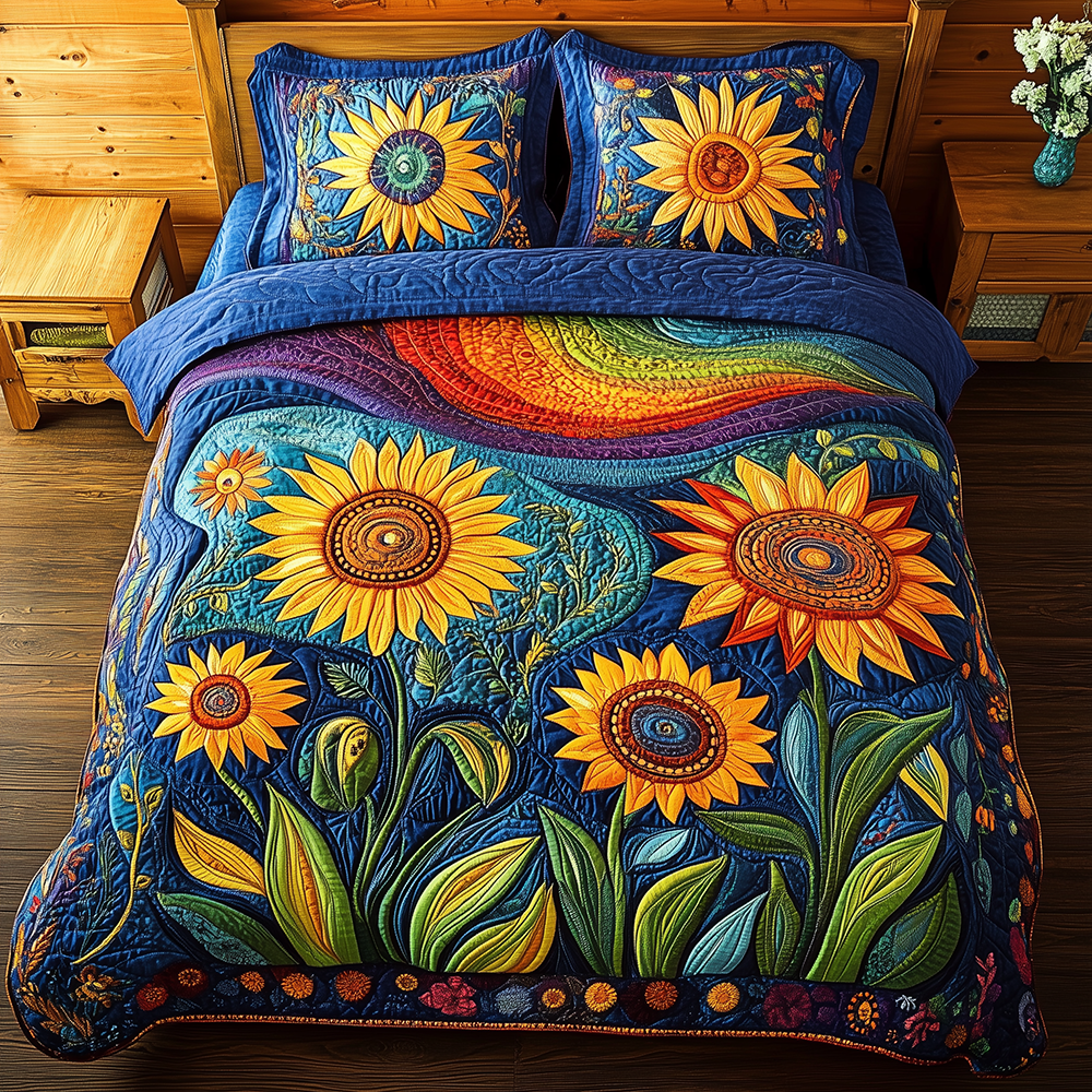 Sunflower Field 3-Piece Quilted Bedding Set GFTONL2509