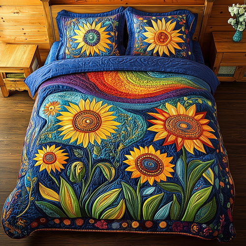 Sunflower Field 3-Piece Quilted Bedding Set GFTONL2509