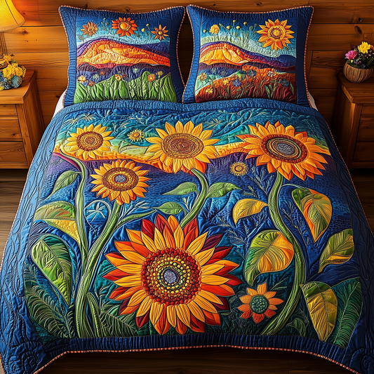 Sunflower Field 3-Piece Quilted Bedding Set GFTONL2510