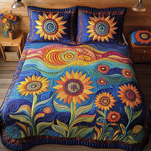 Sunflower Field 3-Piece Quilted Bedding Set GFTONL2511