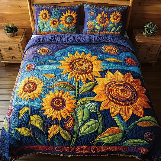 Sunflower Field 3-Piece Quilted Bedding Set GFTONL2512