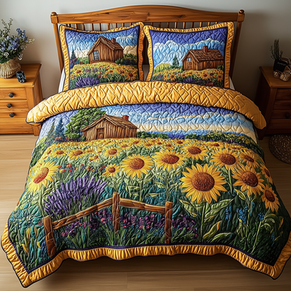 Sunflower Field 3-Piece Quilted Bedding Set GFTONL2513