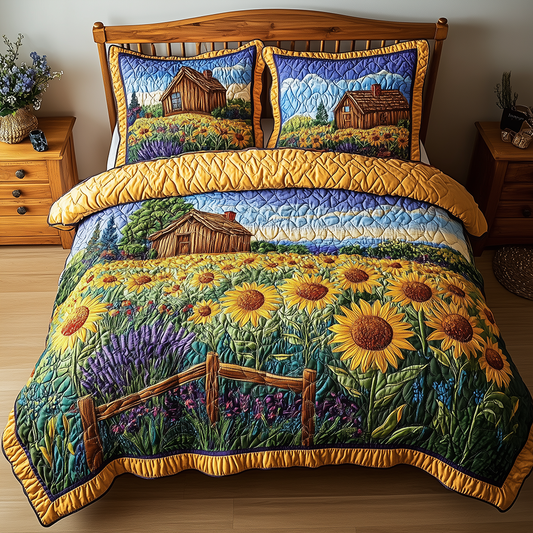 Sunflower Field 3-Piece Quilted Bedding Set GFTONL2513