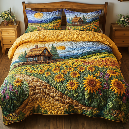 Sunflower Field 3-Piece Quilted Bedding Set GFTONL2514