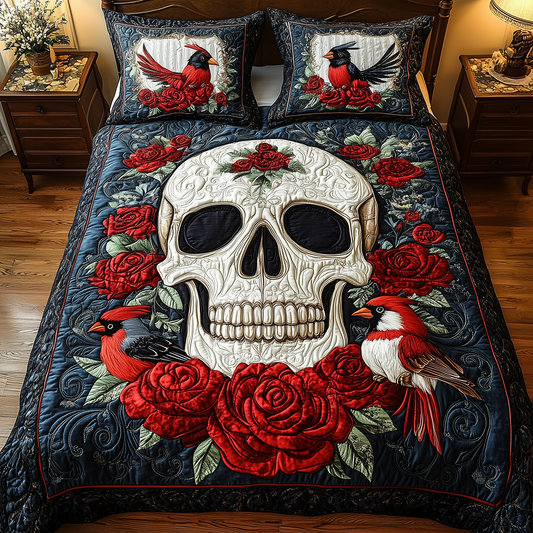 Cardinal Skull 3-Piece Quilted Bedding Set GFTONL2636