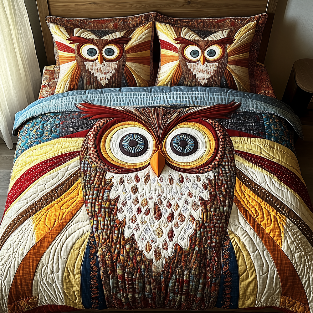 Shining Owl 3-Piece Quilted Bedding Set GFTONL2662
