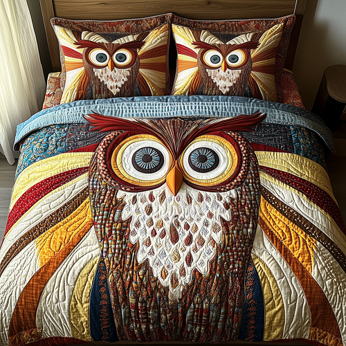 Shining Owl 3-Piece Quilted Bedding Set GFTONL2662
