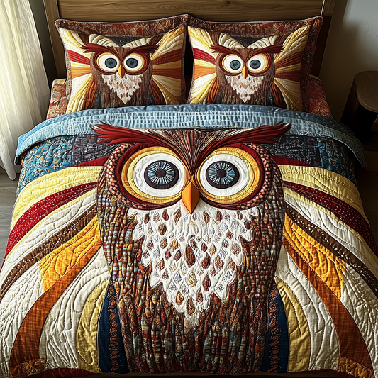 Shining Owl 3-Piece Quilted Bedding Set GFTONL2662