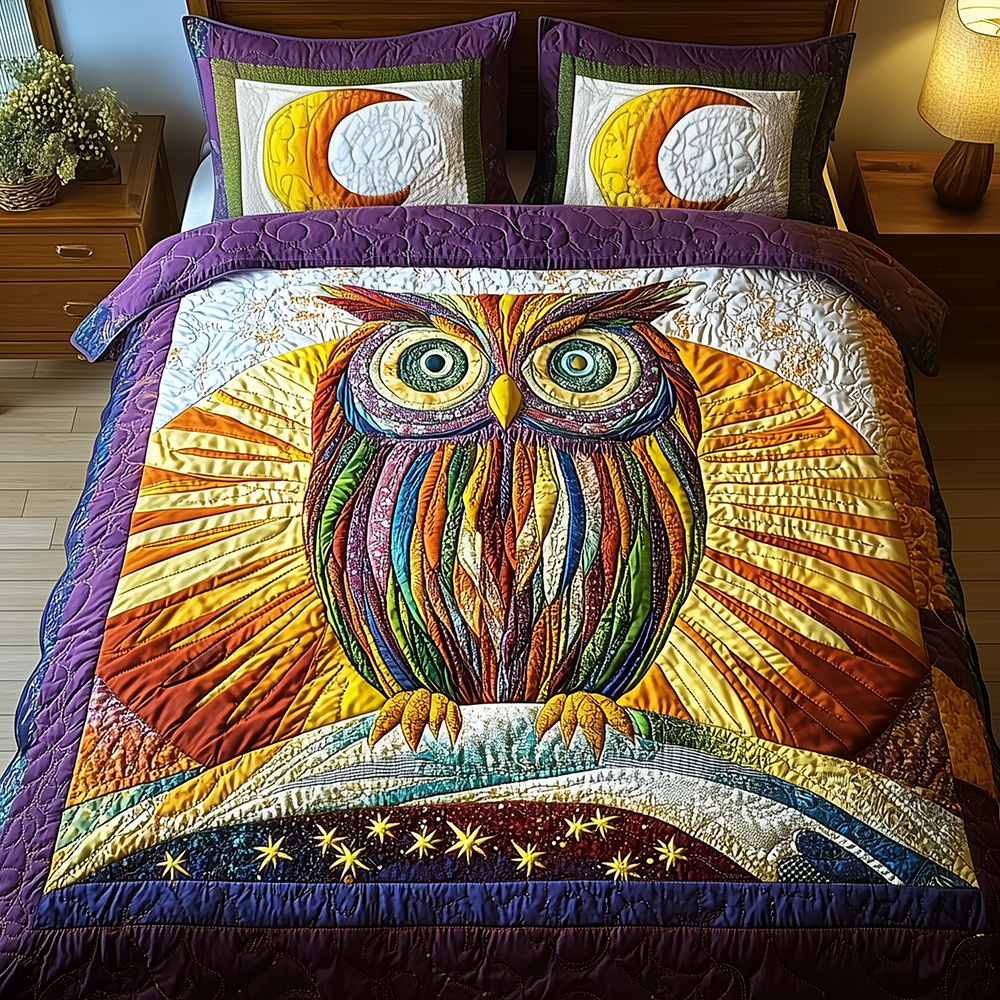 Shining Owl 3-Piece Quilted Bedding Set GFTONL2666
