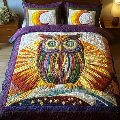 Shining Owl 3-Piece Quilted Bedding Set GFTONL2666