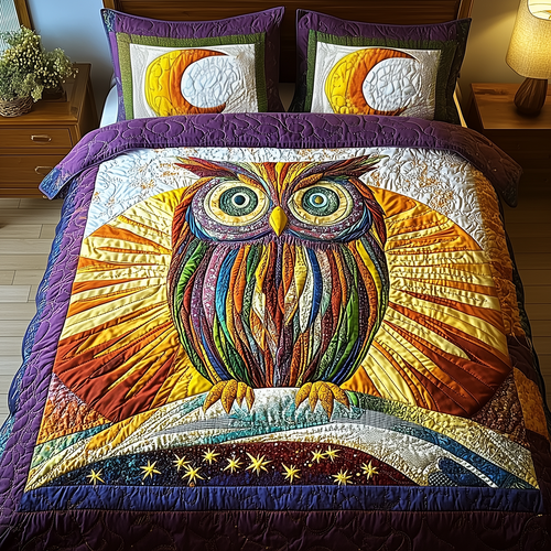 Shining Owl 3-Piece Quilted Bedding Set GFTONL2666