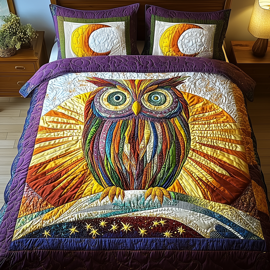Shining Owl 3-Piece Quilted Bedding Set GFTONL2666