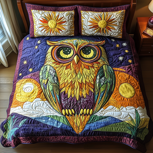 Shining Owl 3-Piece Quilted Bedding Set GFTONL2667