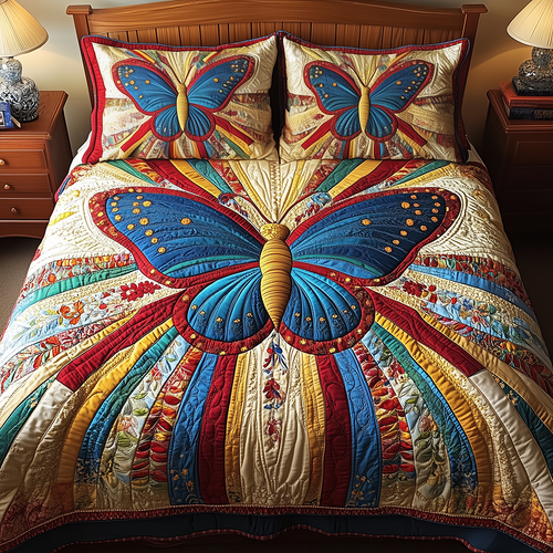 Butterfly Charm 3-Piece Quilted Bedding Set GFTONL2688