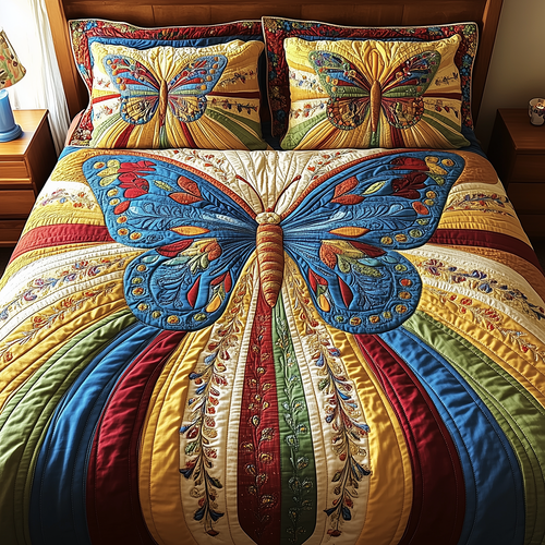 Butterfly Charm 3-Piece Quilted Bedding Set GFTONL2690