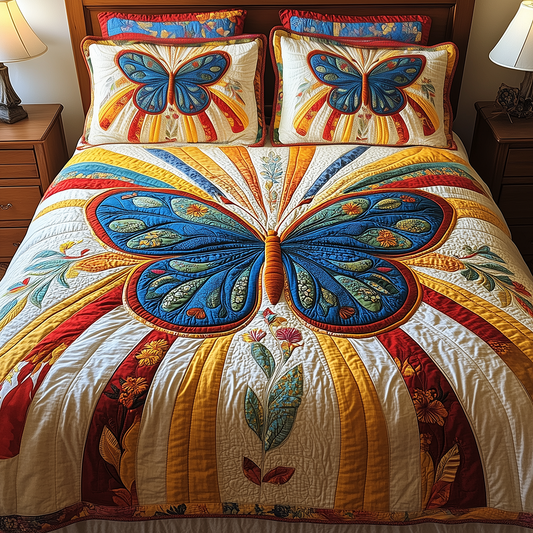 Butterfly Charm 3-Piece Quilted Bedding Set GFTONL2691