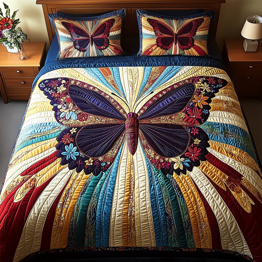 Butterfly Charm 3-Piece Quilted Bedding Set GFTONL2692