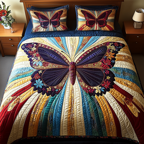 Butterfly Charm 3-Piece Quilted Bedding Set GFTONL2692
