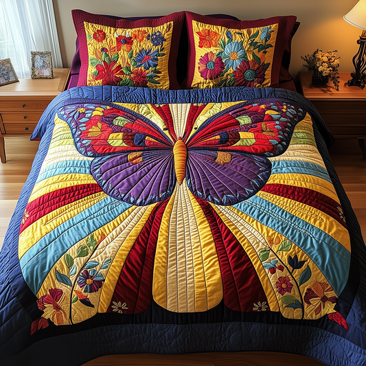 Butterfly Charm 3-Piece Quilted Bedding Set GFTONL2694