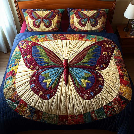 Butterfly Charm 3-Piece Quilted Bedding Set GFTONL2696