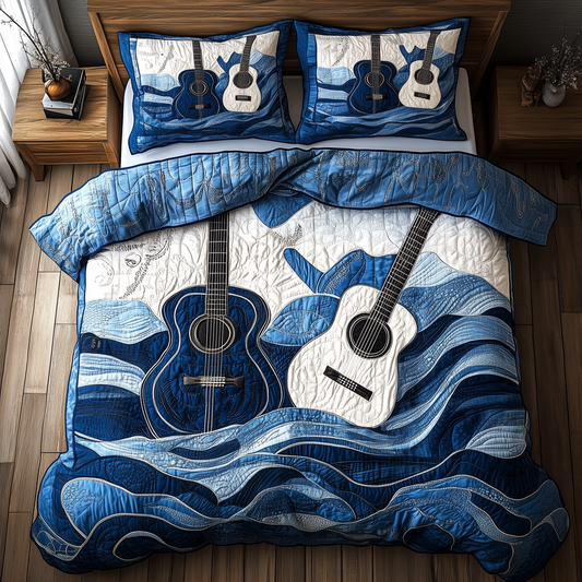 Waves Of Guitar 3-Piece Quilted Bedding Set GFTONL2718