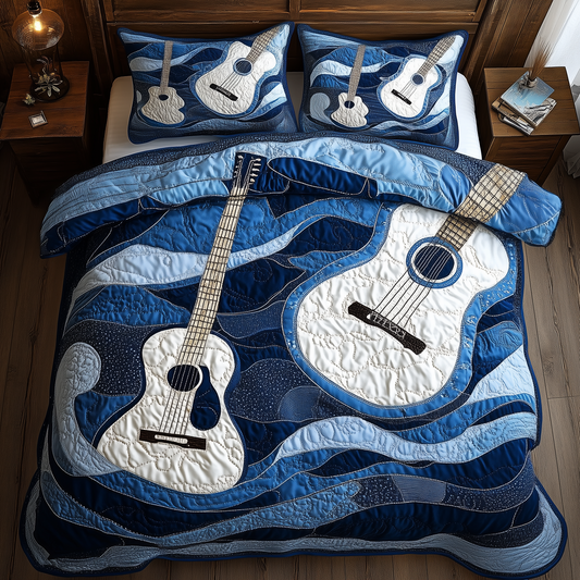 Waves Of Guitar 3-Piece Quilted Bedding Set GFTONL2719
