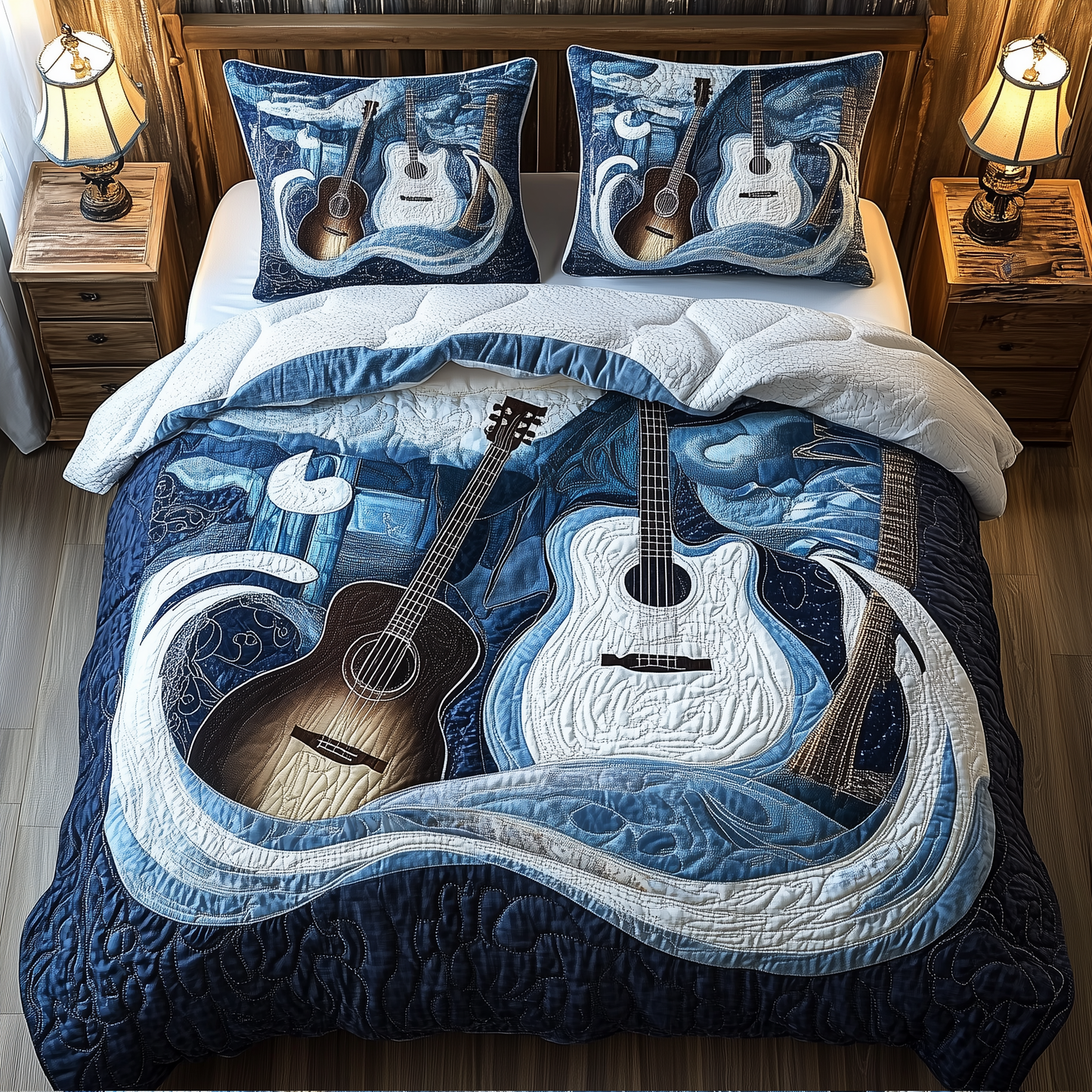 Waves Of Guitar 3-Piece Quilted Bedding Set GFTONL2720