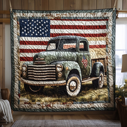 Patriotic America Truck Quilted Blanket GFTONL2777