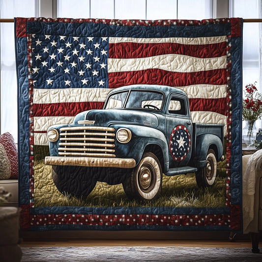 Patriotic America Truck Quilted Blanket GFTONL2778