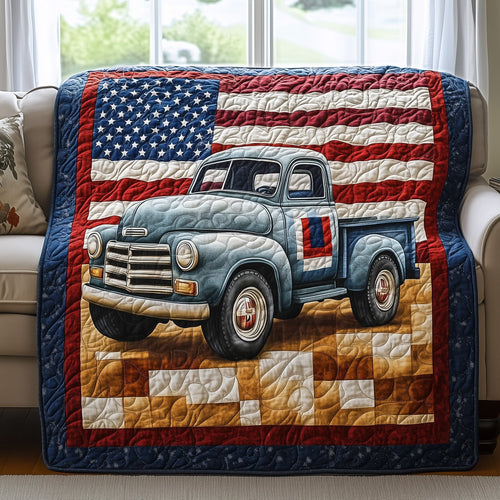 Patriotic America Truck Quilted Blanket GFTONL2779